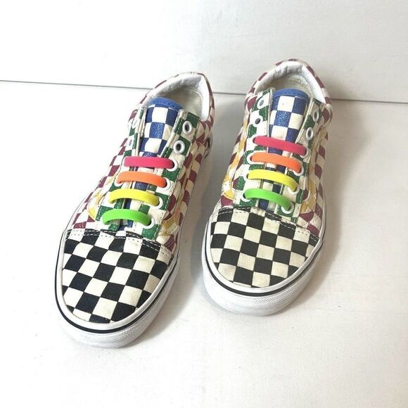 Vans Sneaker Skate Shoe Womens 6 Multicolor Glitter Plaid Canvas Men 4.5 Slip On - Picture 1 of 10